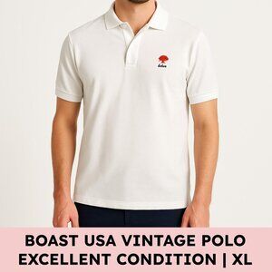 Boast USA Vintage Cotton Polo Shirt La Quinta Club Logo White Tennis Golf XL